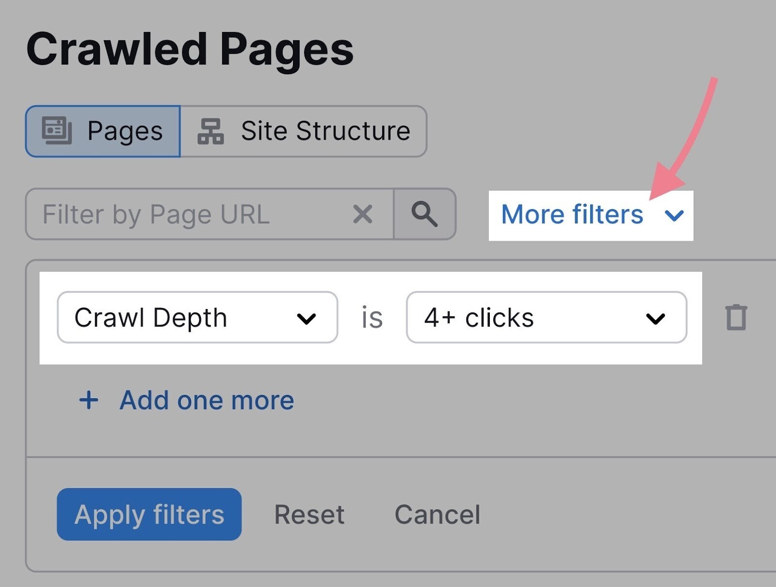 filter by crawl depth