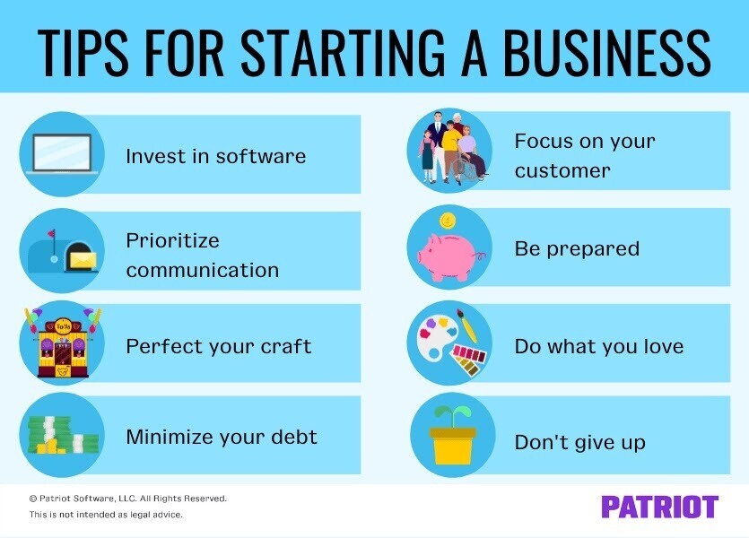 "Tips for Starting a Business" infographic
