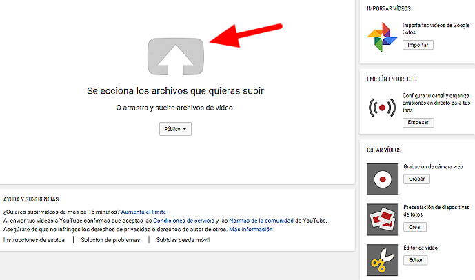 Crear canal Youtube - Subir vídeo