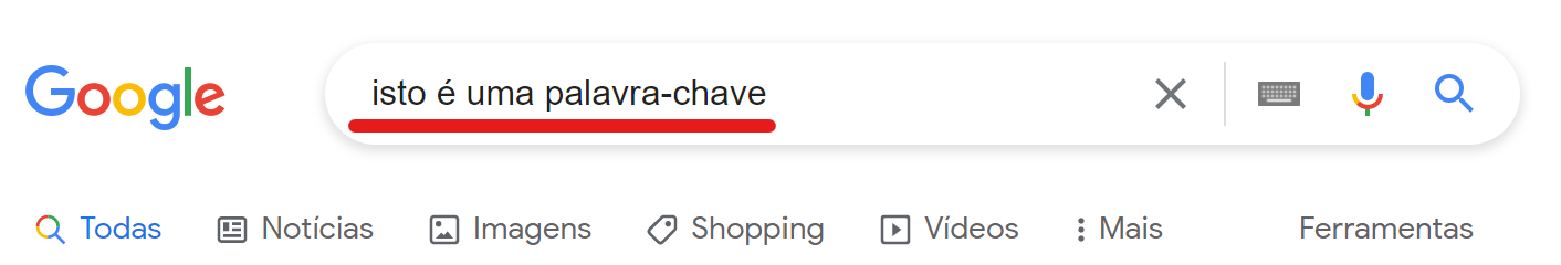 o que são palavras-chave - exemplo Google