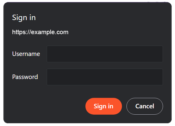 Sign-in box on a webpage as a result of .htaccess password protection.