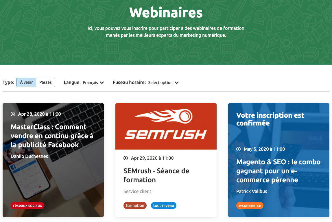 Webinaires SEMrush