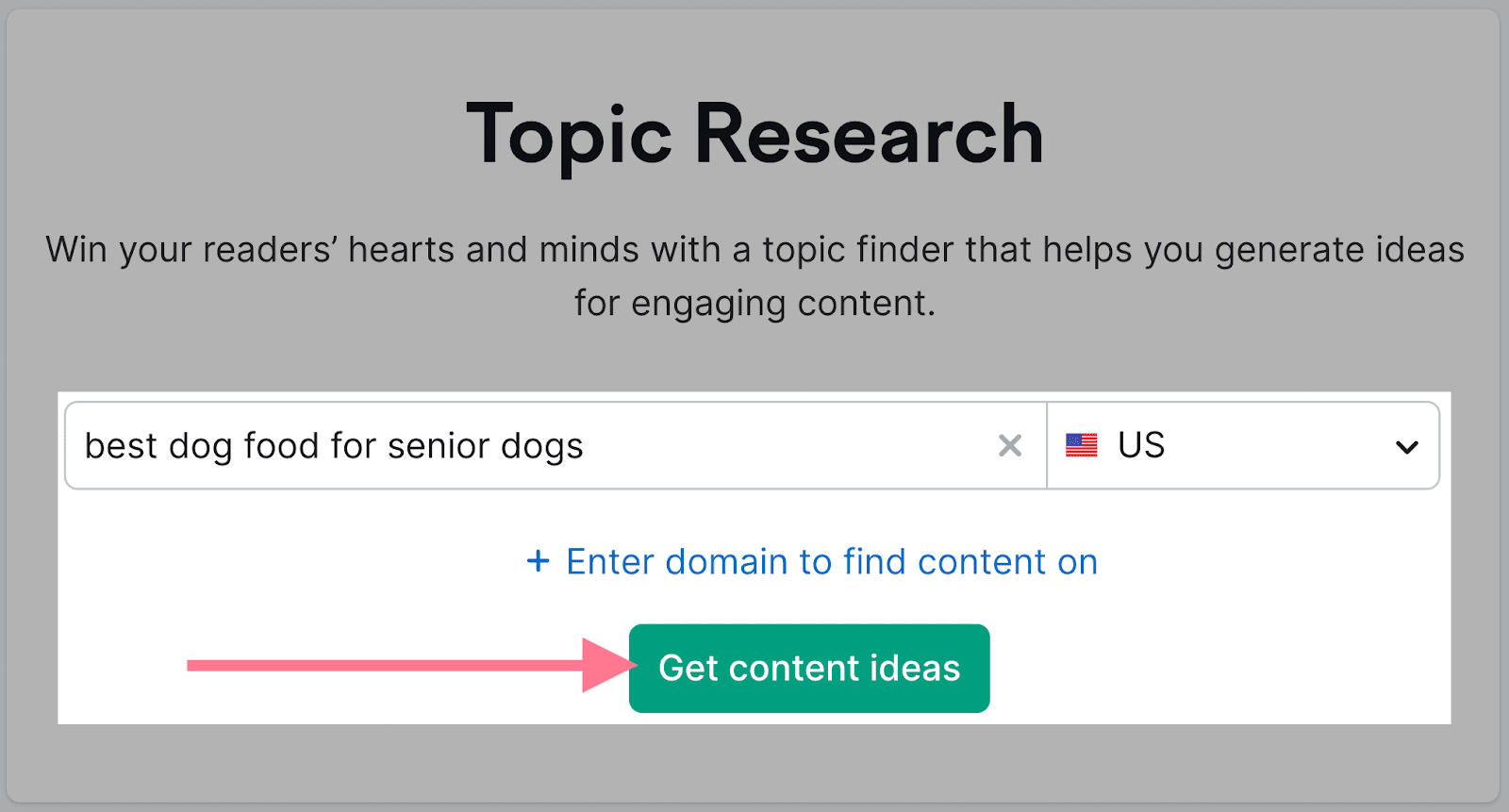 get content ideas with Semrush topic research