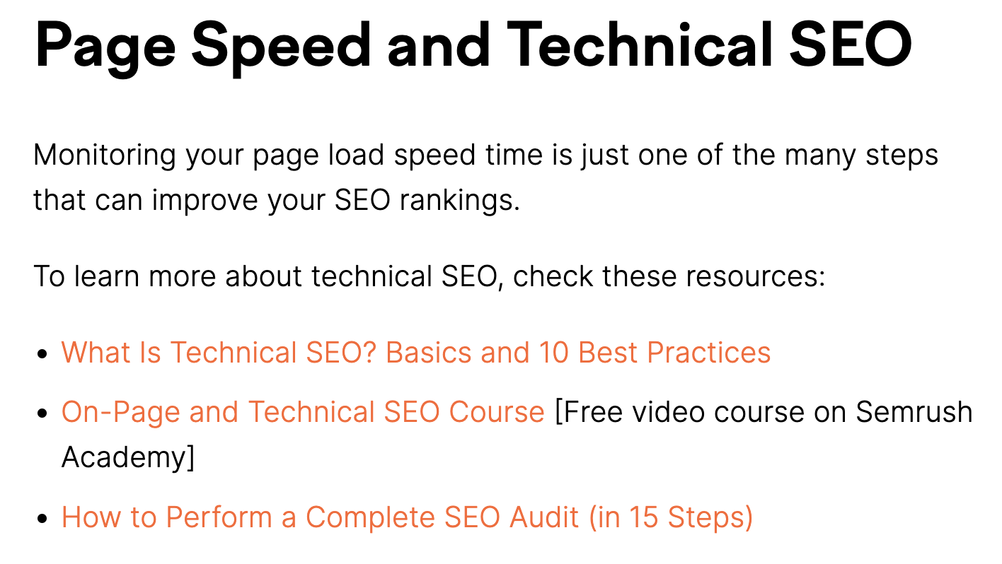 Article conclusion titled "Page Speed and Technical SEO"