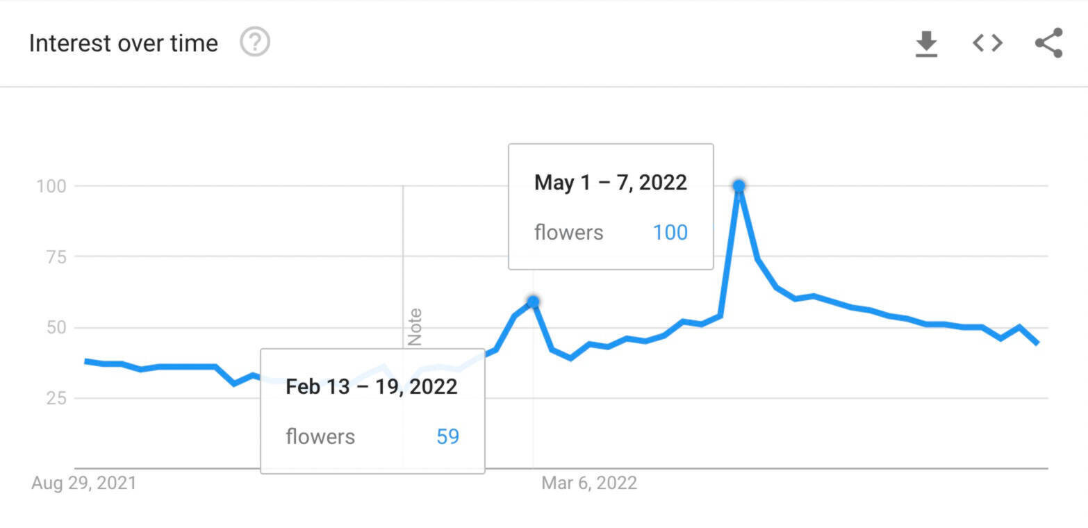 search interest over time for flowers