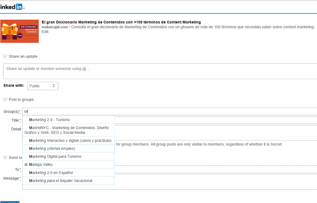 Compartir posts en varios grupos de LinkedIn