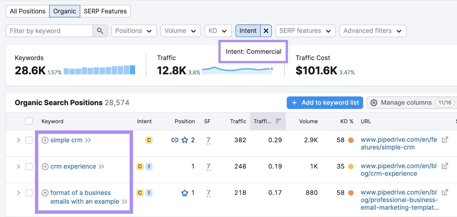 “simple CRM” “CRM experience” “format of a concern  email with an example” keywords amusement   commercialized  intent