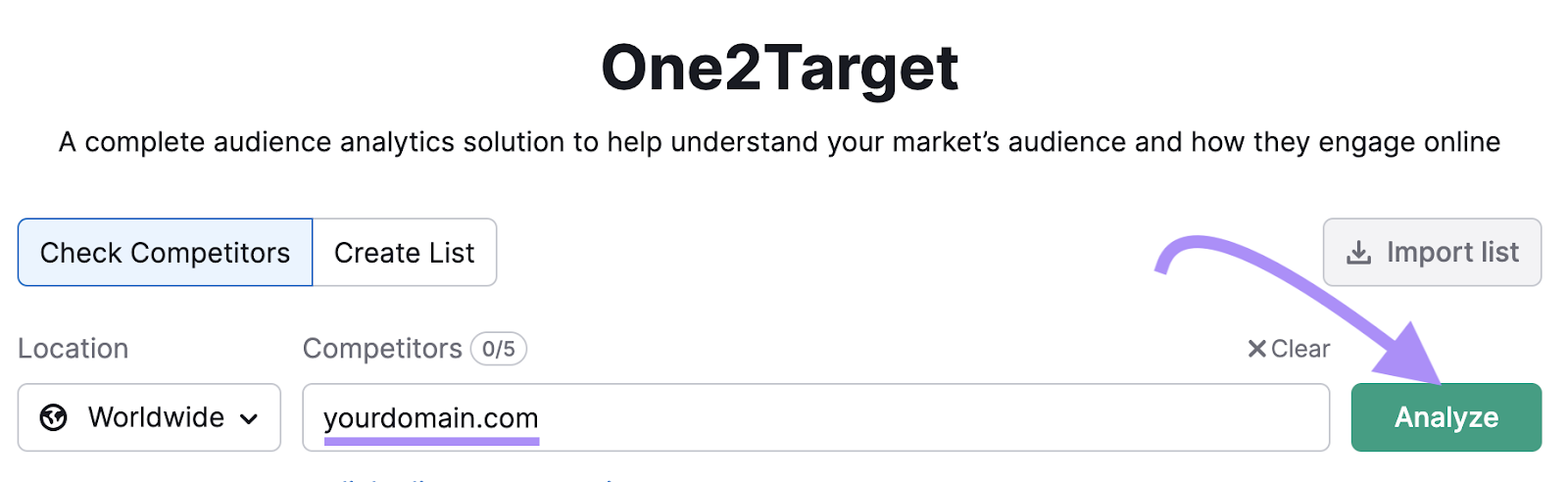 One2Target tool search bar