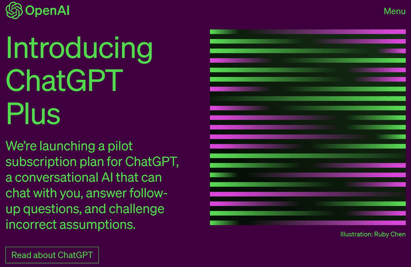 ChatGPT Plus landing page