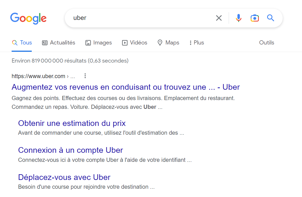 Recherche Google pour Uber