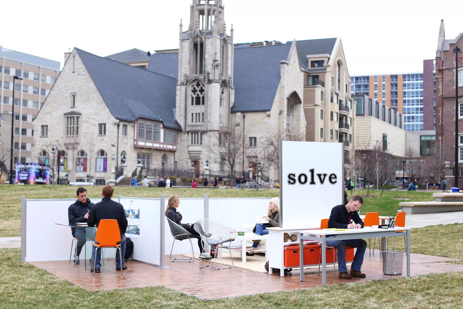 Solve's pop-up office on a college campus