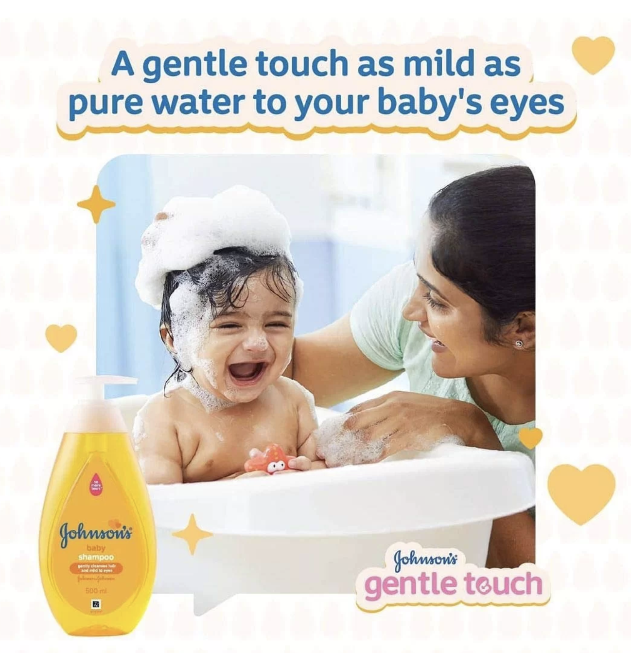 Johnson & Johnson uses soft baby images in their product content