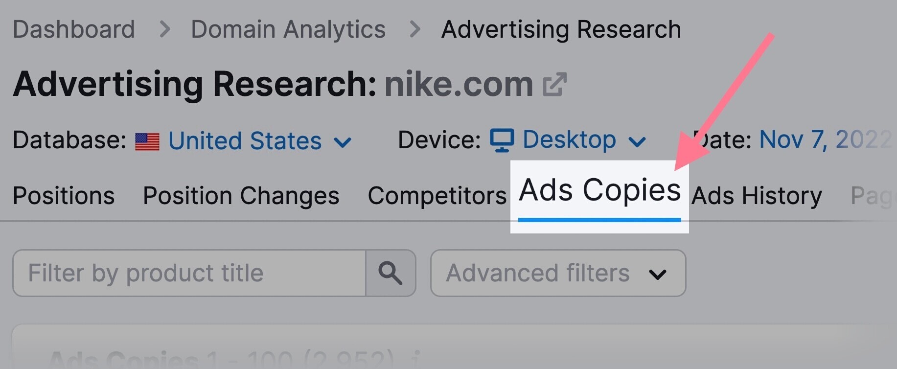 ads copies tab