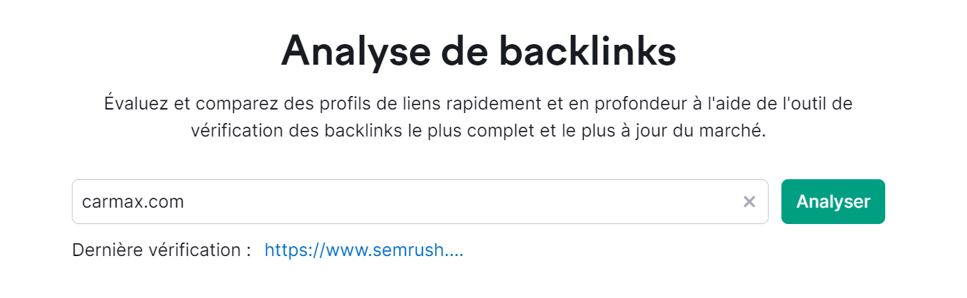 Analyse de backlinks, saisir le site