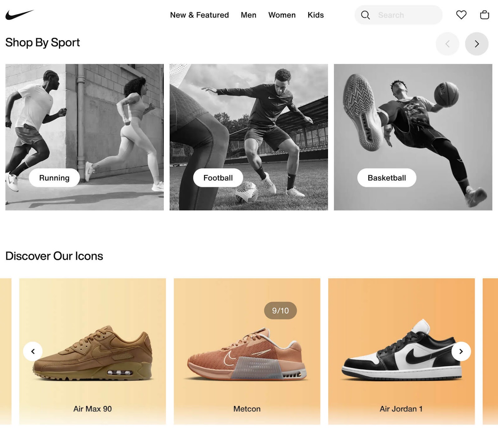 Nike’s homepage
