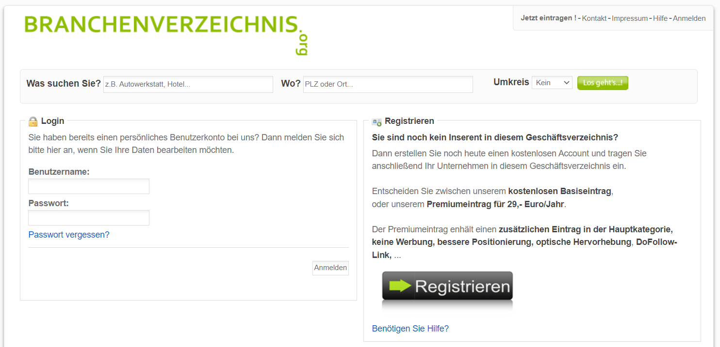 Screenshot: Branchenverzeichnis.org