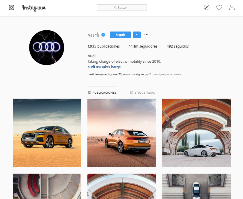 Likes en Instagram - Audi