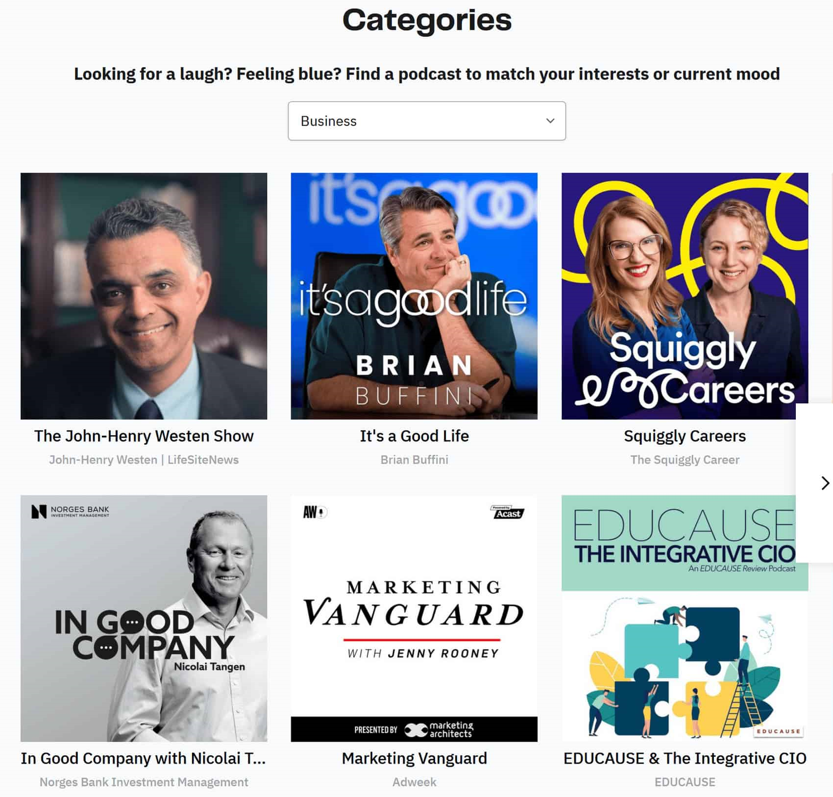 Business podcasts page