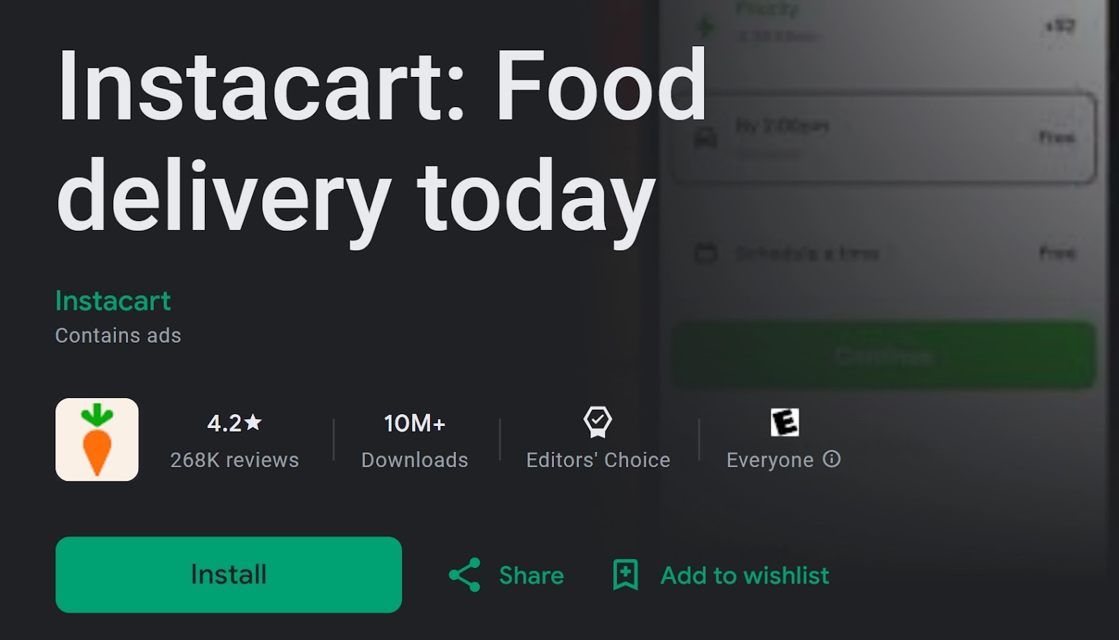 Instacart’s app landing page