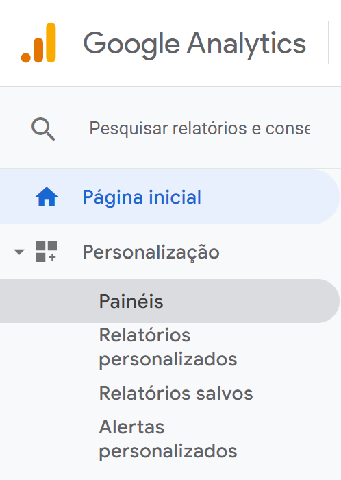 acessando os dashboards do google analytics