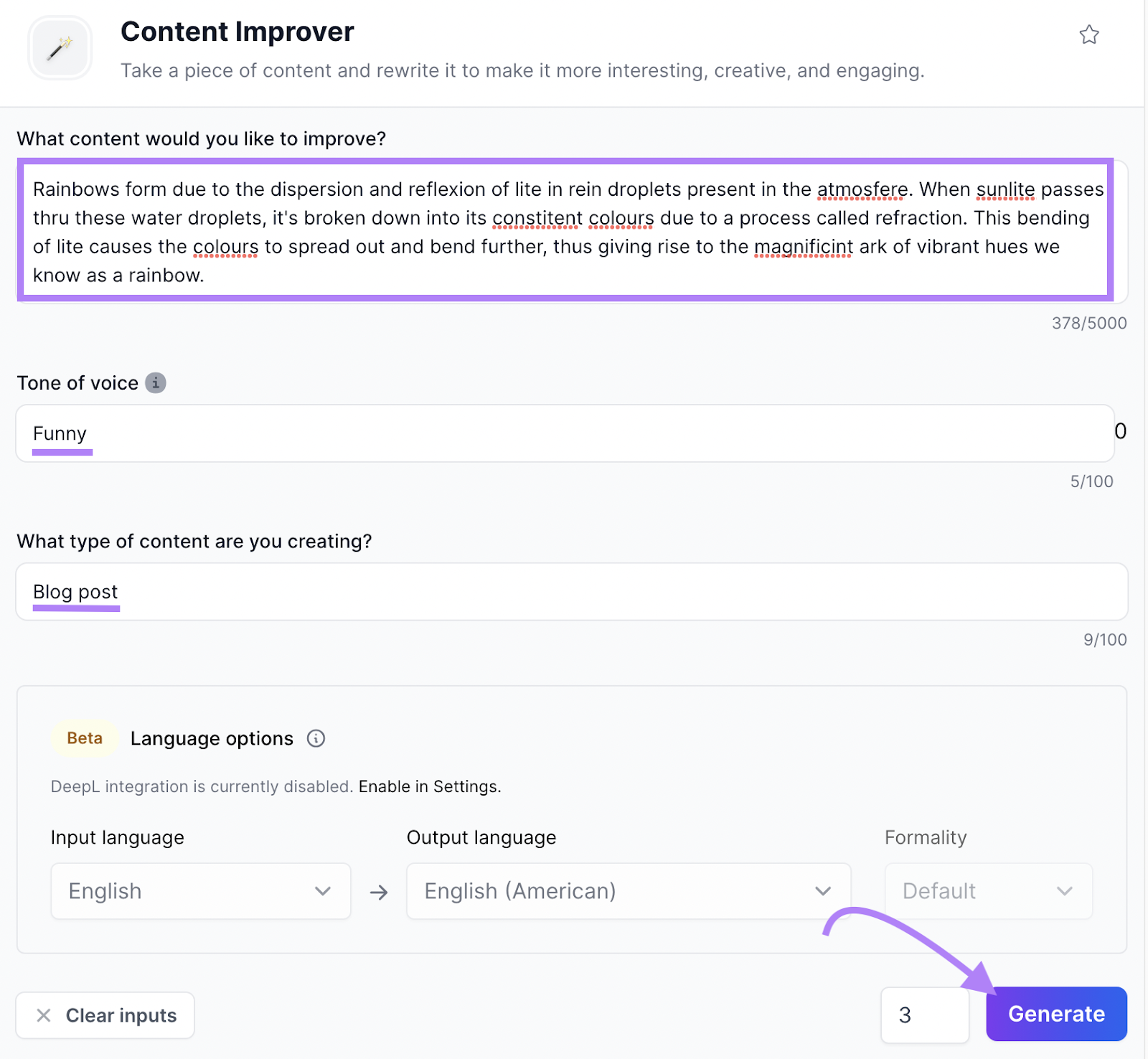 Jasper’s Content Improver template