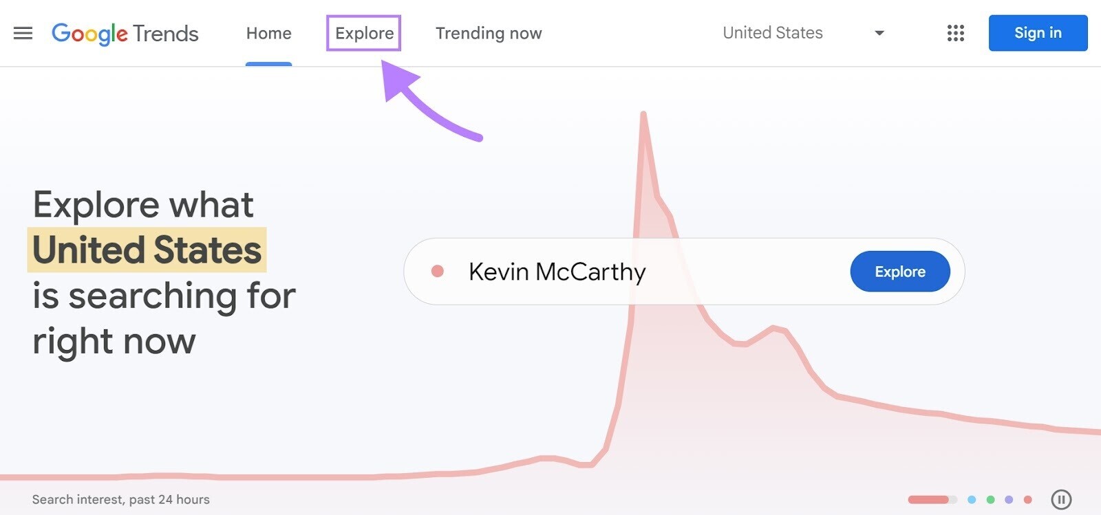 Google Trends homepage