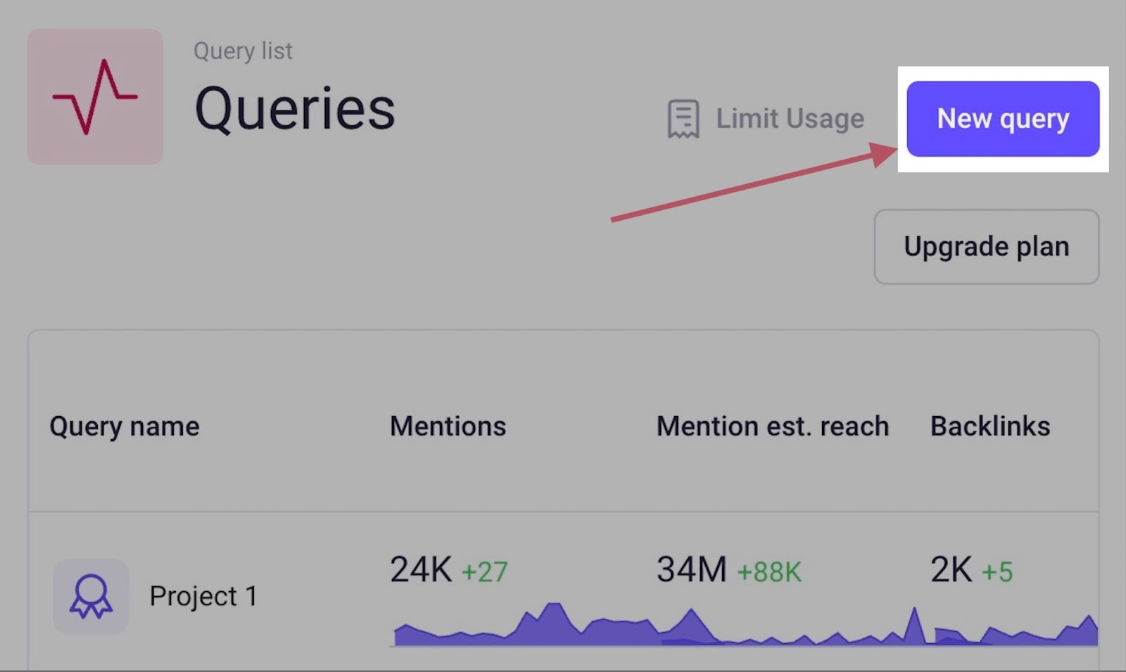 new query button in Brand Monitoring app