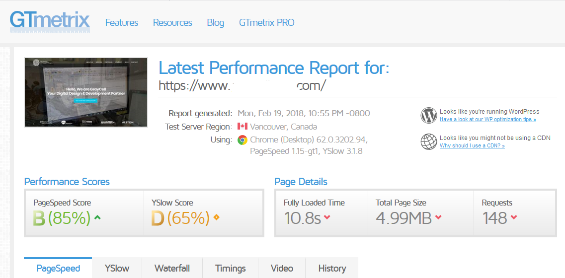 Gtmetrix website speed metrics