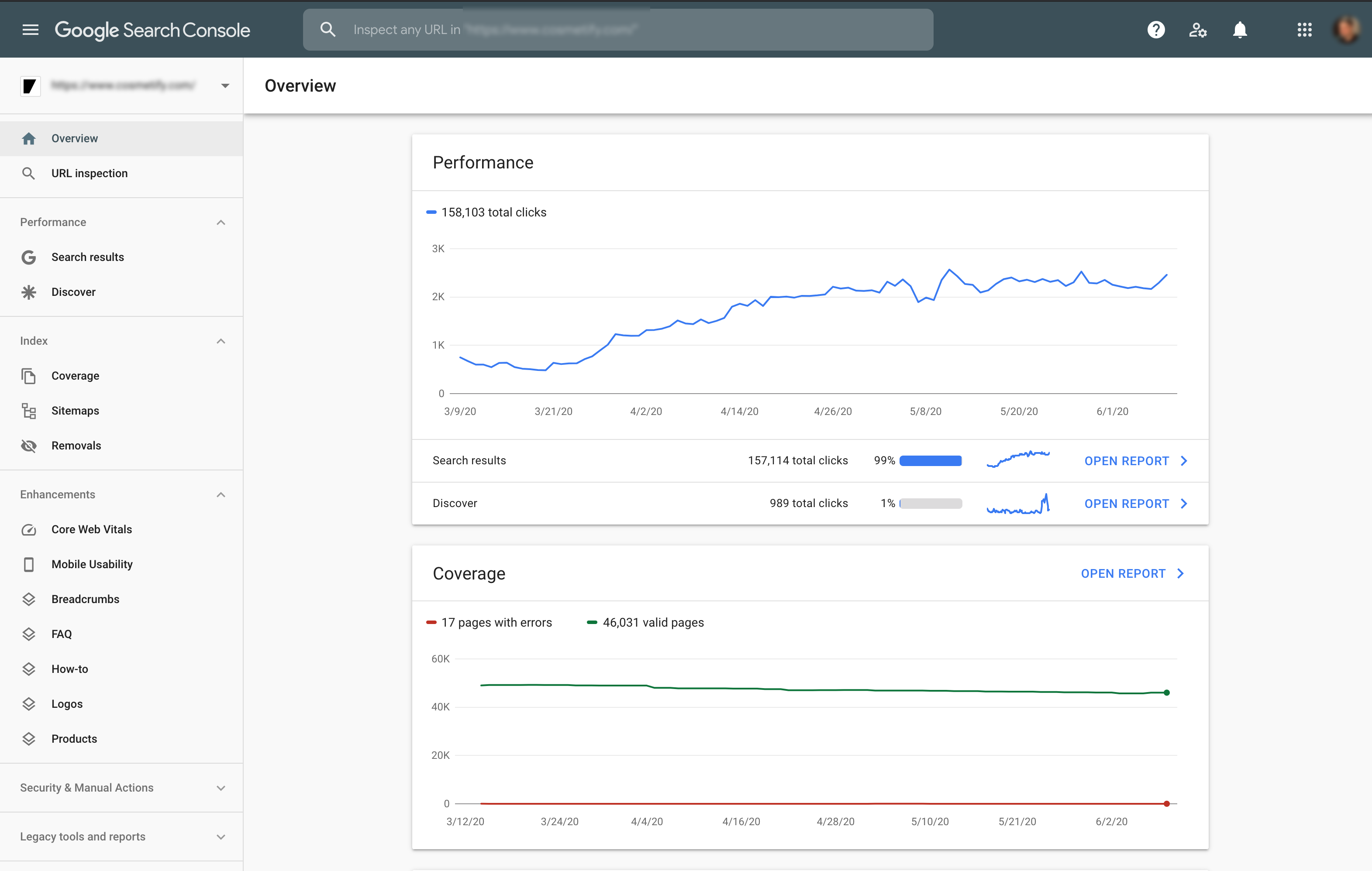 Google Search Console data