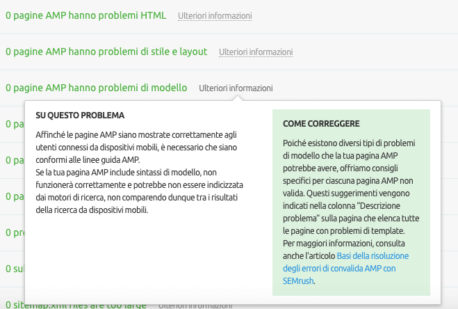 Site audit: errori sito relativi ad amp