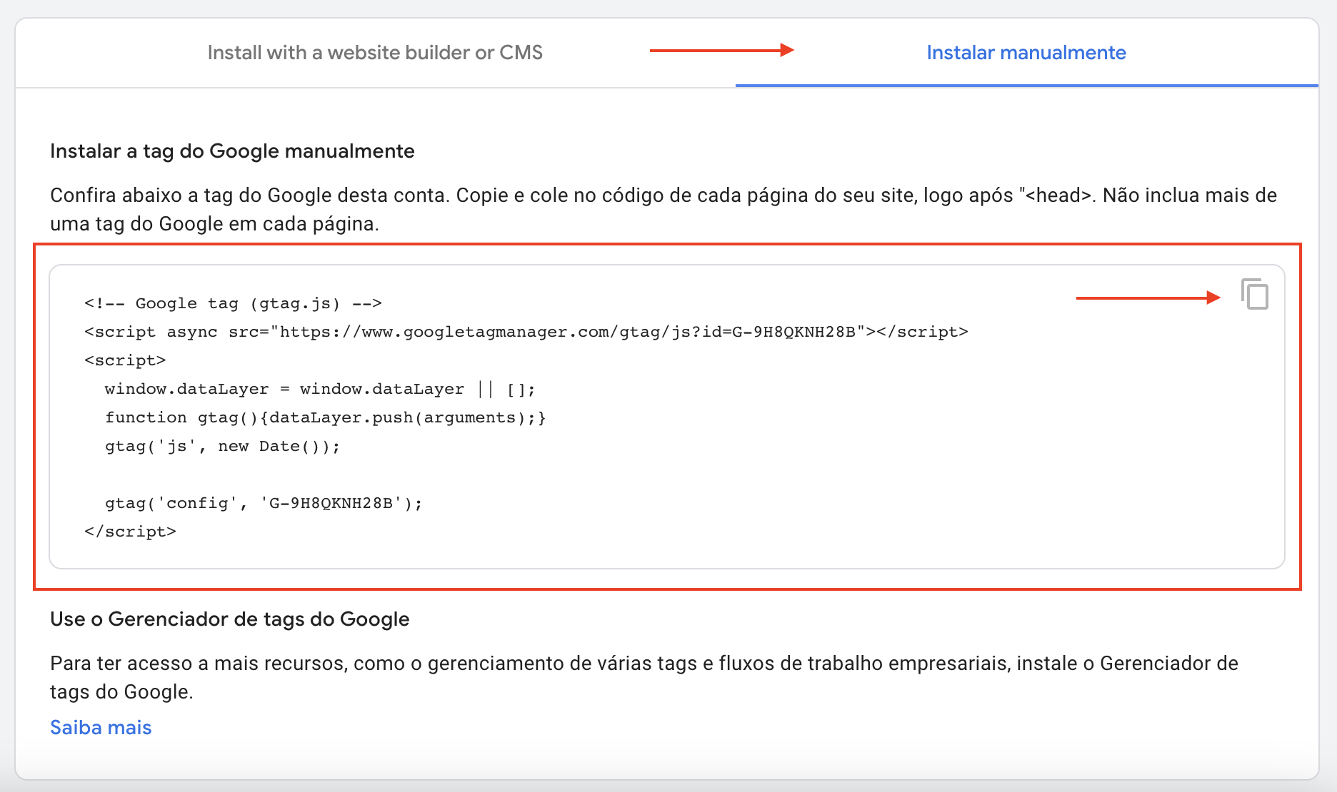 Como encontrar o Google Analytics Tracking ID 23 instalando manualmente o ga4
