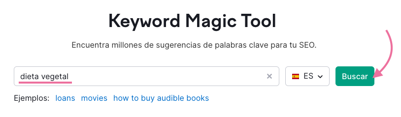 Página principal de Keyword Magic Tool