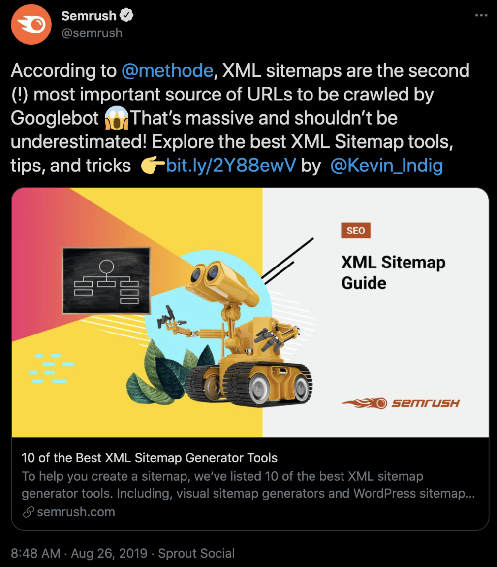 tweet semrush xml sitemap