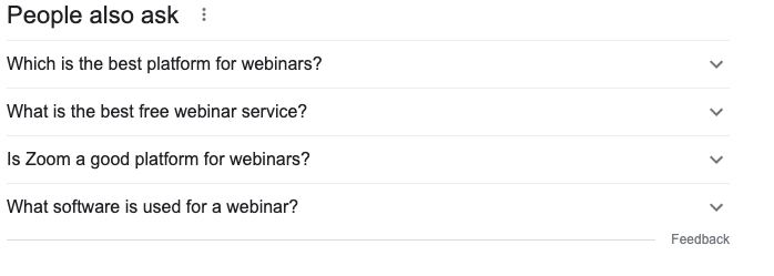PAA results for the query “what is the best webinar service”