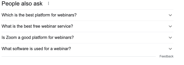 PAA results for the query 