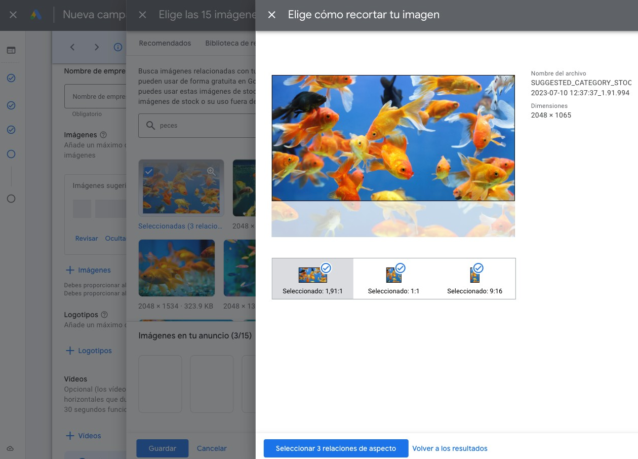 Ajustar ratio de imagen en Google Ads