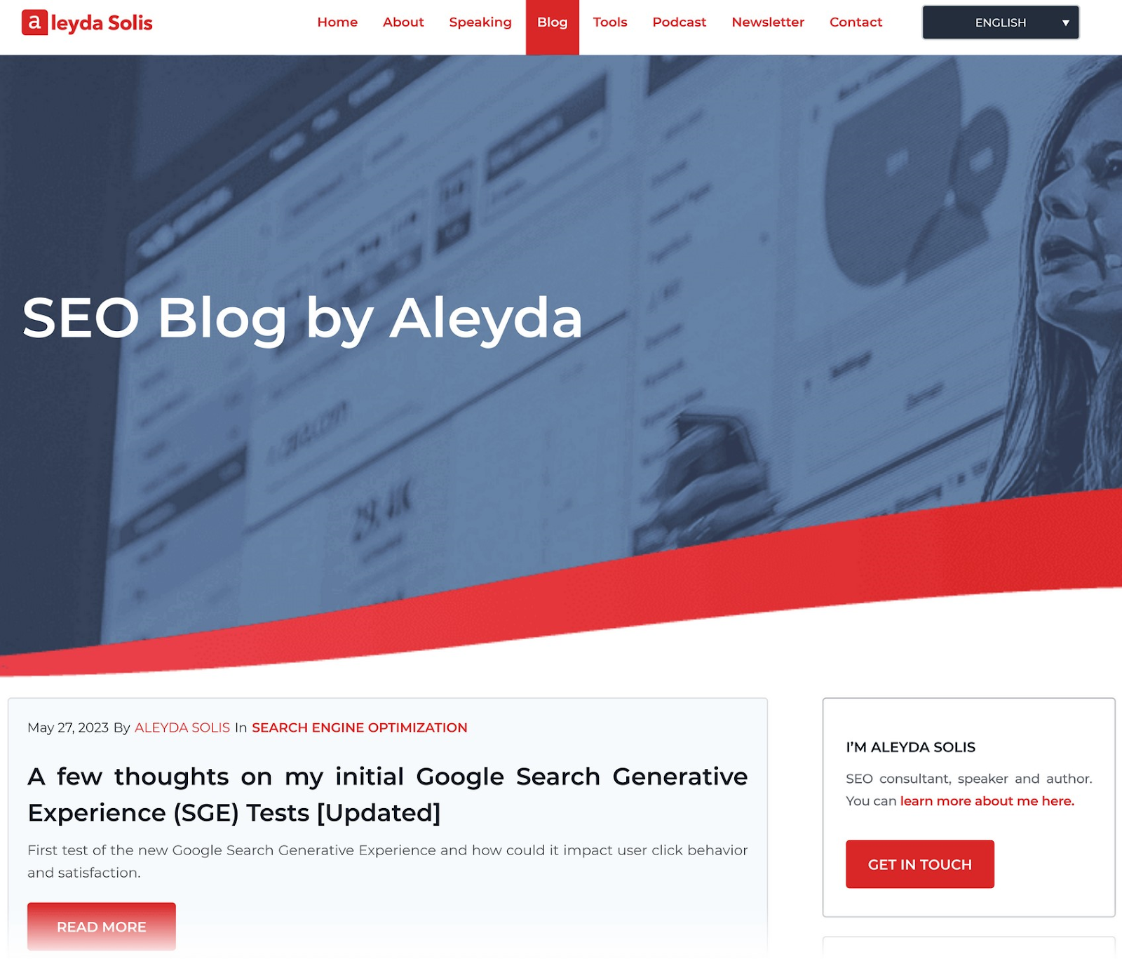 SEO Blog by Aleyda homepage