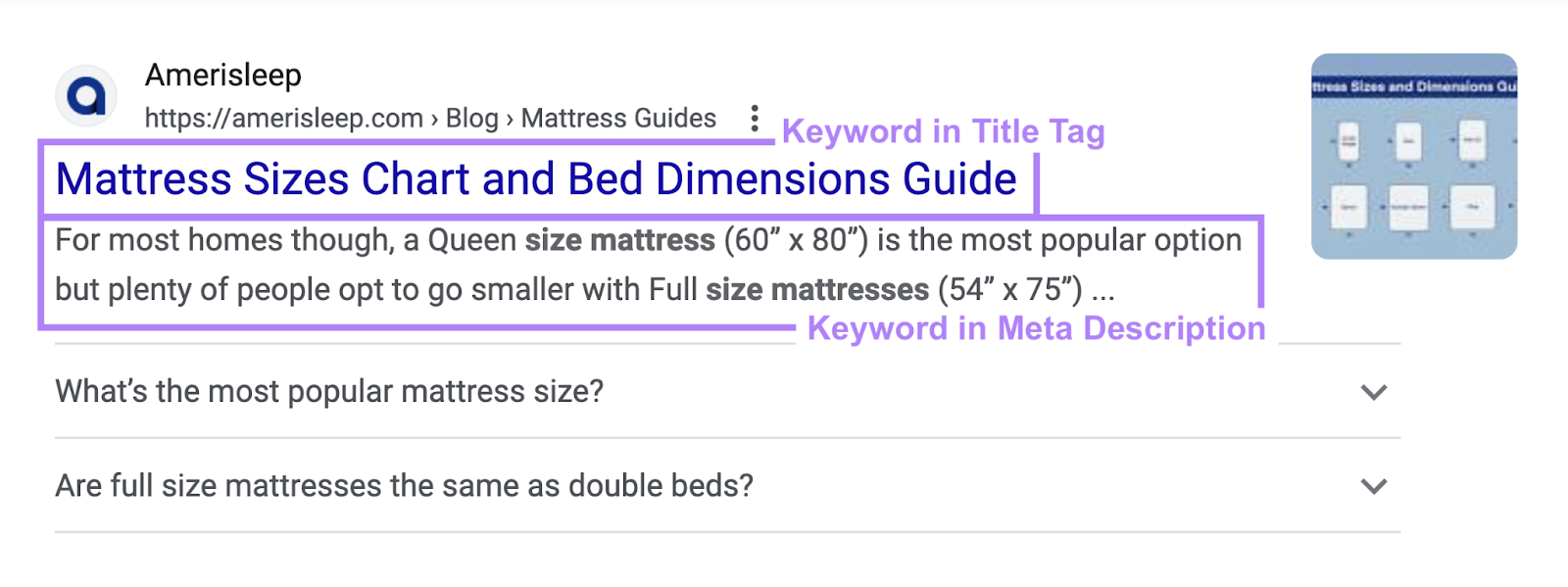 search result for Amerisleep’s mattress size guide