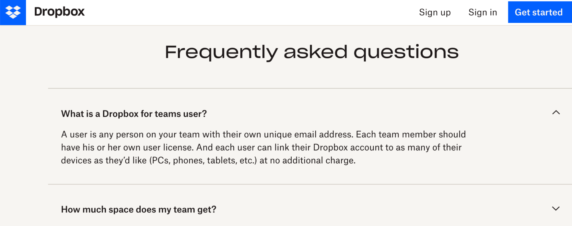 dropbox faq