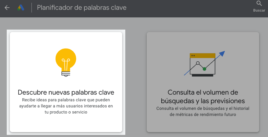 El Planificador de palabras clave de Google te ayuda a buscar palabras clave para campañas de búsqueda de pago