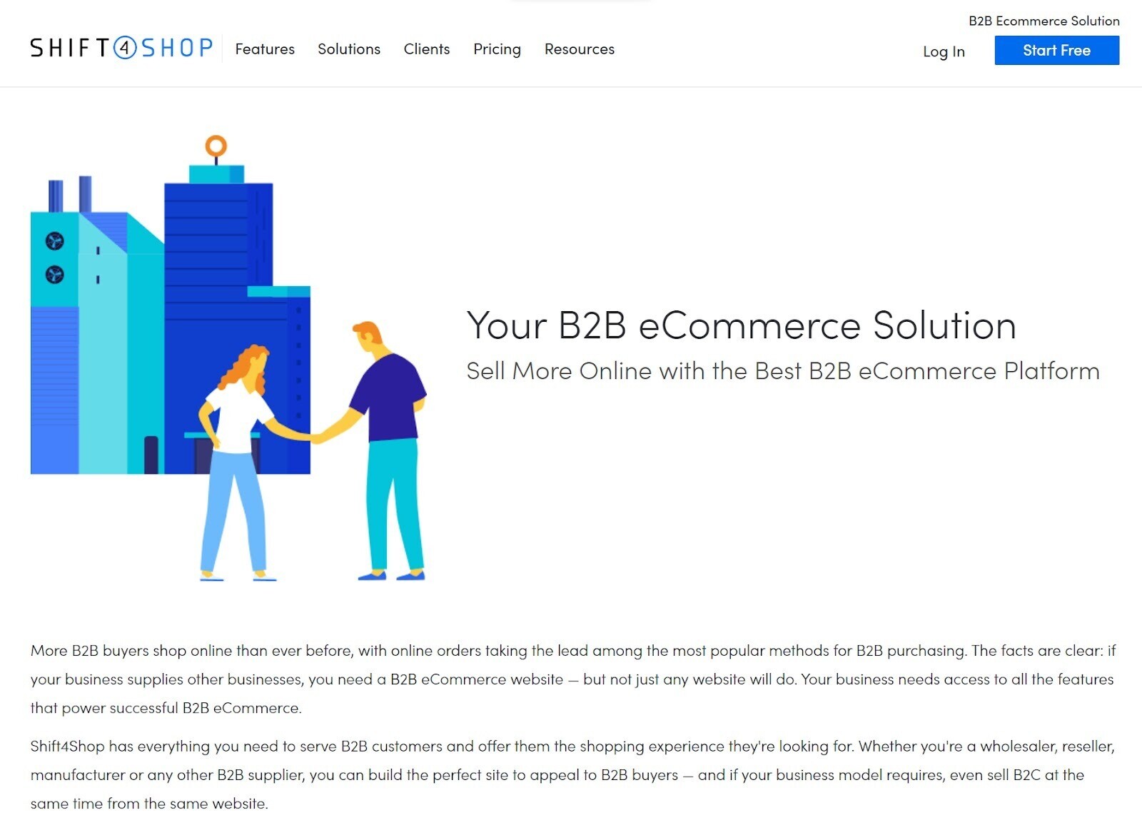 Shift4Shop's B2B ecommerce page