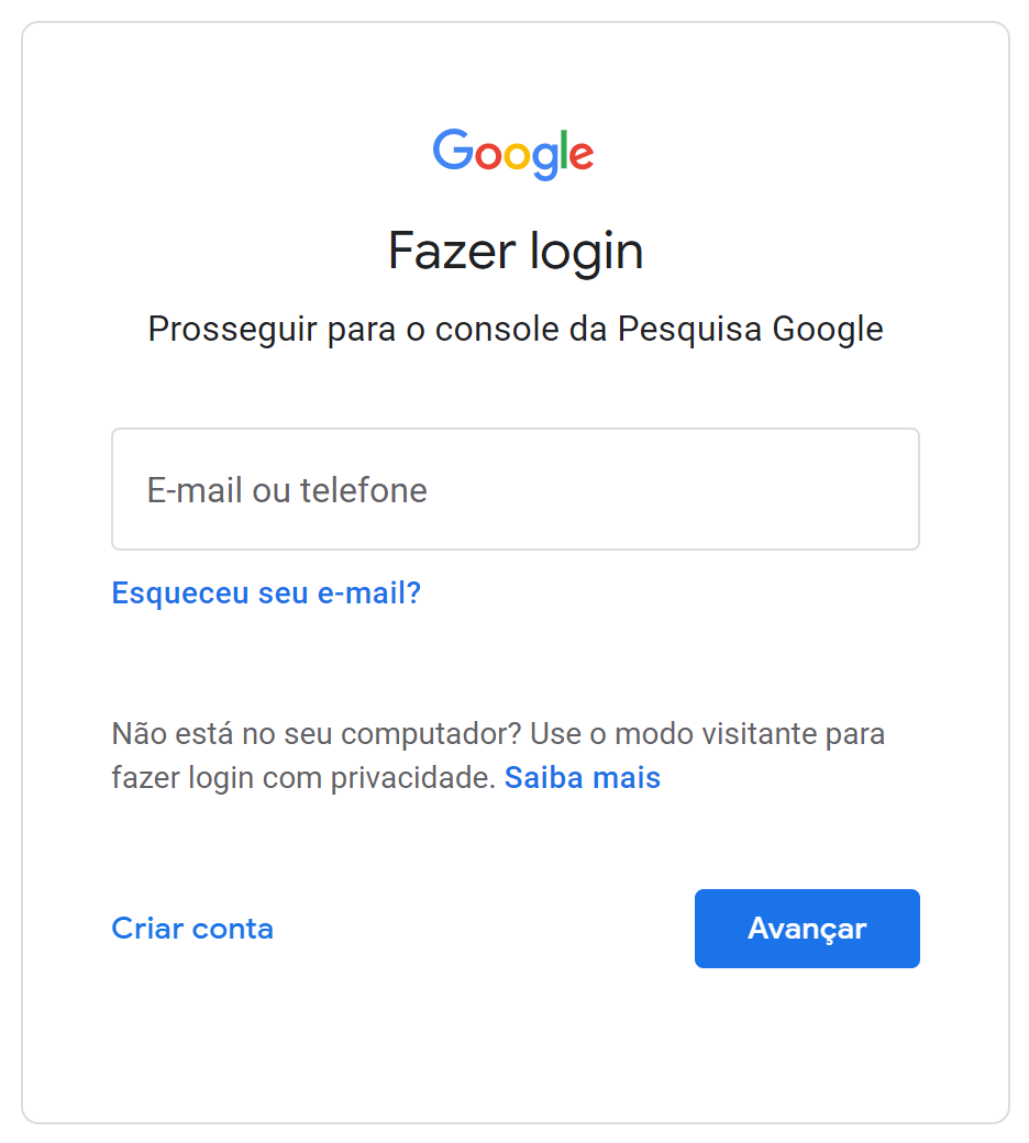 Como enviar um sitemap para o google - abrindo uma conta no google search console