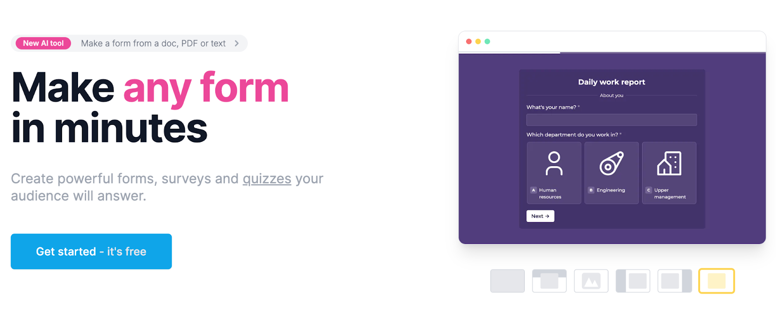 Fillout - an AI instrumentality   for creating forms