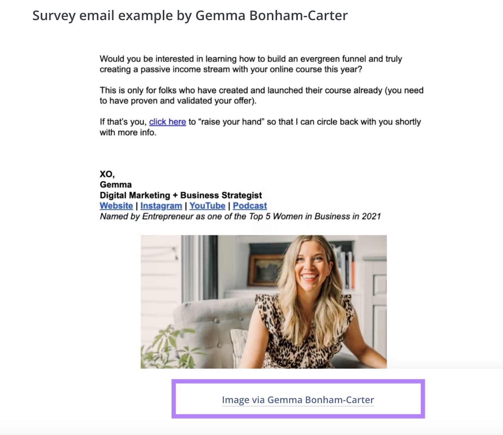 ConvertKit's survey email example email