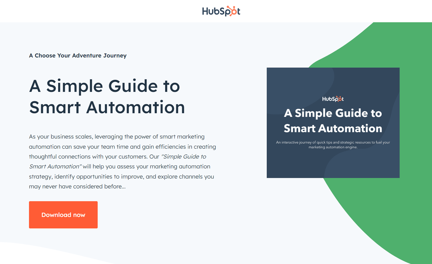 HubSpot's "A Simple Guide to Smart Automation" landing page