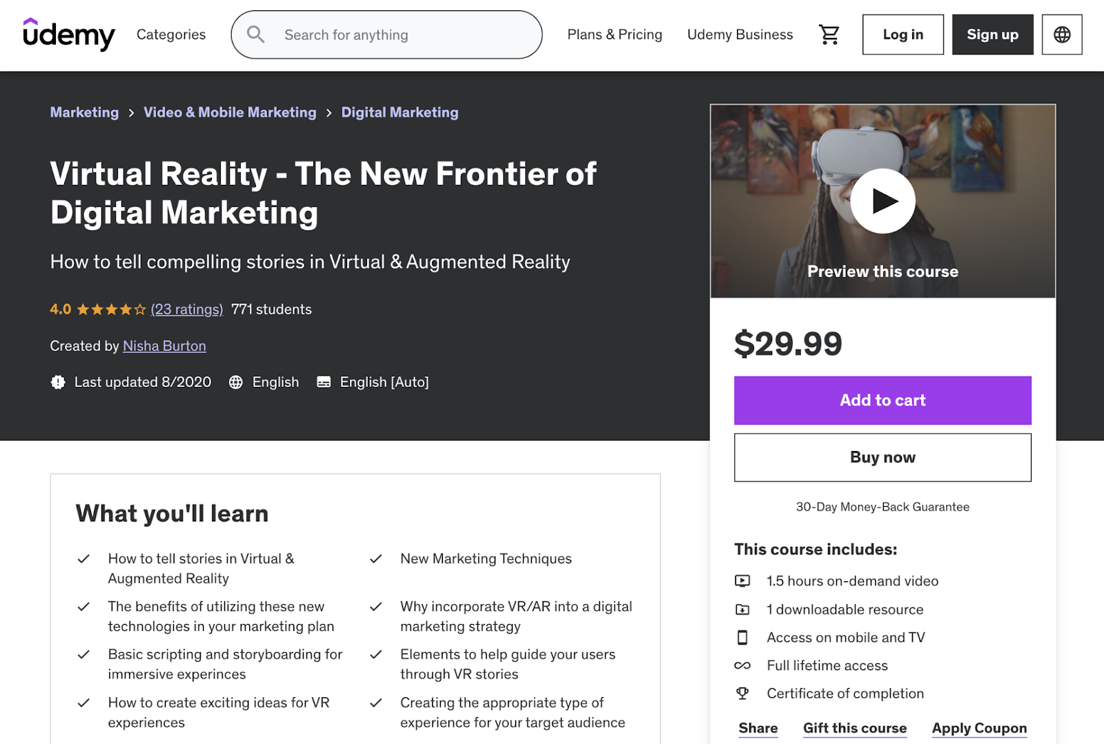 Virtual Reality – The New Frontier of Digital Marketing course