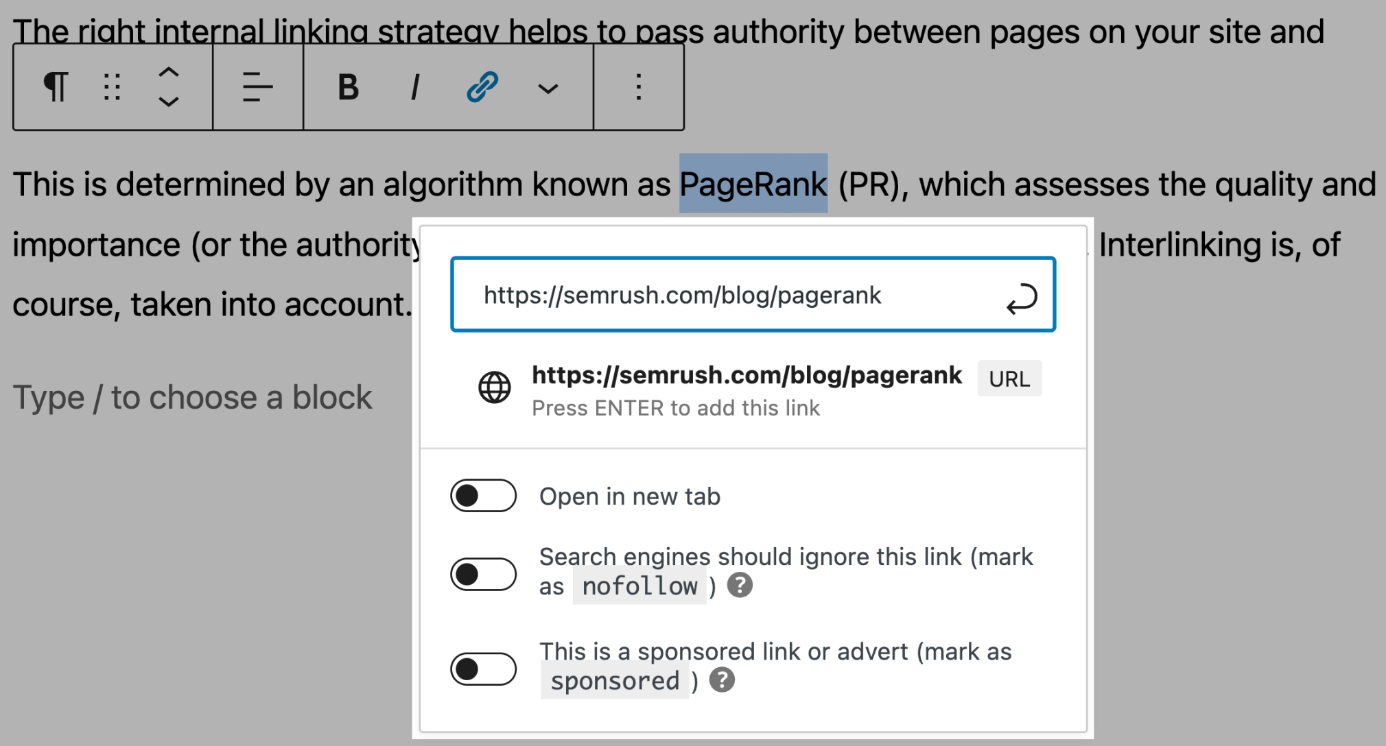 internal linking wordpress