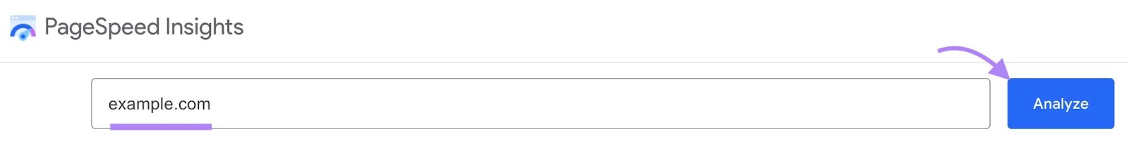 "Google Pagespeed Insights" instrumentality   commencement  with "example.com" entered arsenic  the domain and the "Analyze" fastener  clicked.