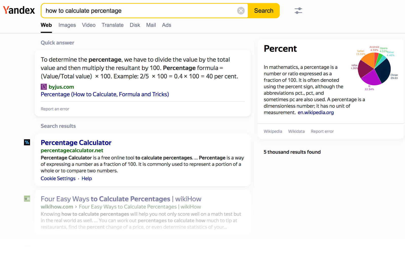 search results for "how to calculate percentage" in yandex.com