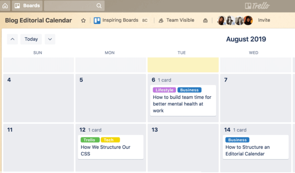 using Trello to create a content calendar and organize publishing schedules